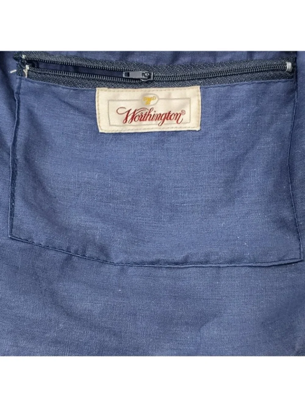 Worthington Straw Woven Shoulder Bag Purse Handbag Blue Silver Stripe Lined - Picture 6 of 16